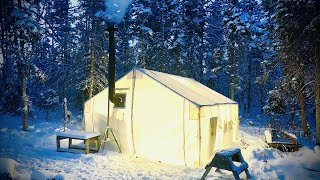 -20c WINTER CAMPING SOLO in GLOWING HOT TENT