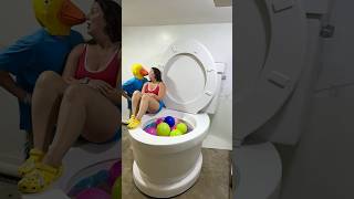 My Brother Tricked Me With Rubber Ducky Prank In Worlds Largest Toilet Giant Surprise Egg #Shorts