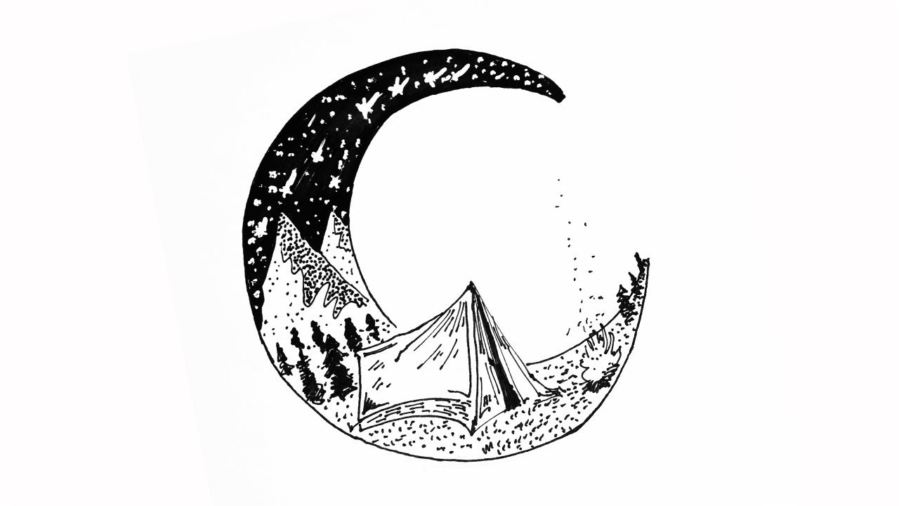 Как рисовать полумесяц