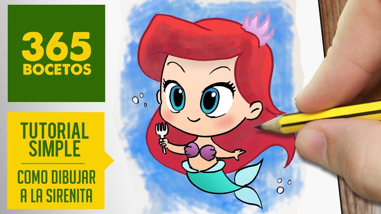 COMO DIBUJAR A ARIEL DE LA SIRENITA: Dibujar princesas disney en español - dibujo  kawaii - thptnganamst.edu.vn