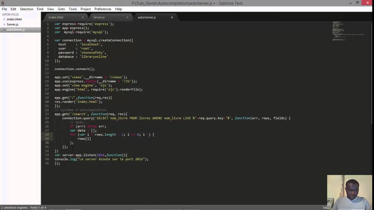 Autocomplete in Node js with MySQL - YouTube