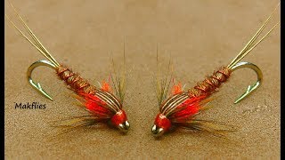 Fly Tying Orange Pheasant Tail Nymph by Mak 🎆🎆🎆