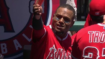 CLE@LAA: Aybar tosses bats to awaken Angels
