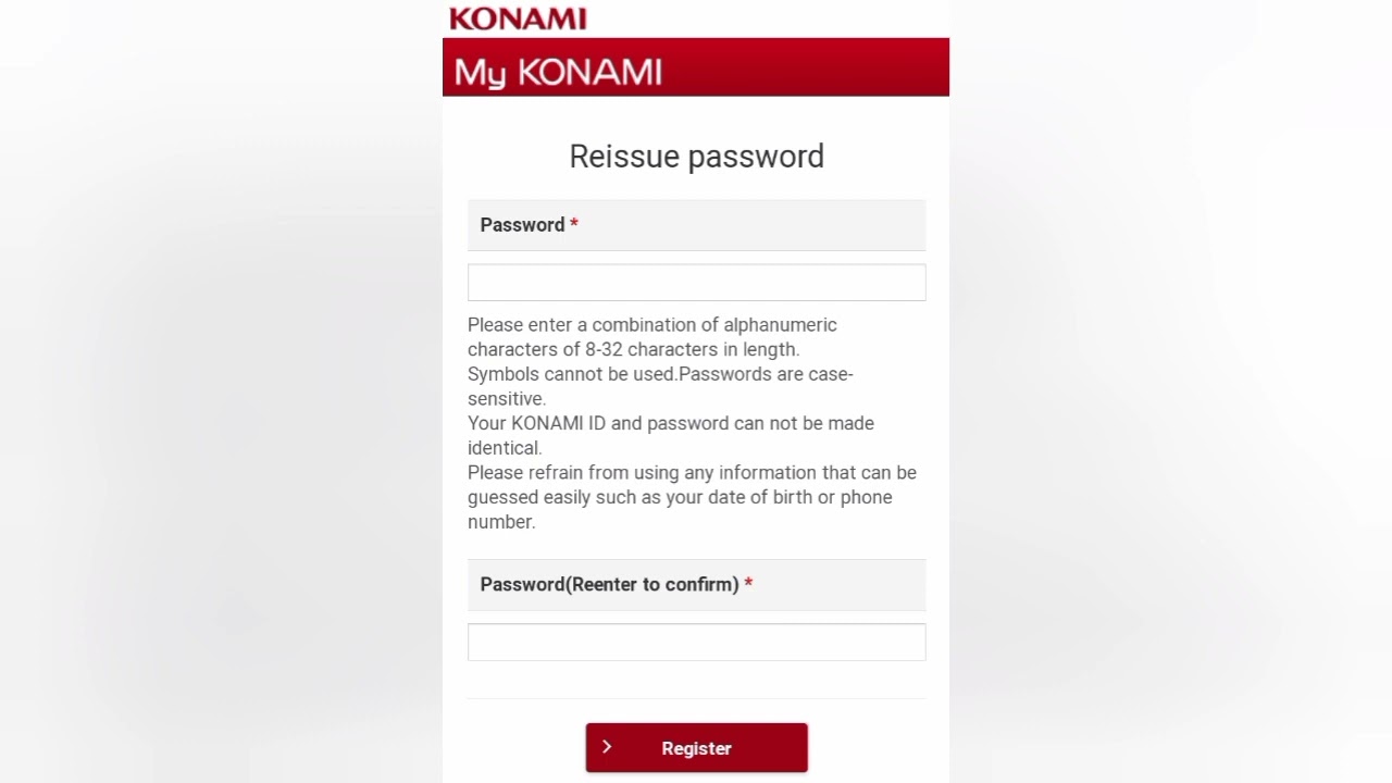 How To Create Alphanumeric Password In Pes Mobile Password Wrong In Konami Id Youtube