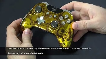 "Chrome Gold Toxic Skulls" Xbox One Fully Loaded with Four Remap Pro Gaming Buttons by Gimika.com