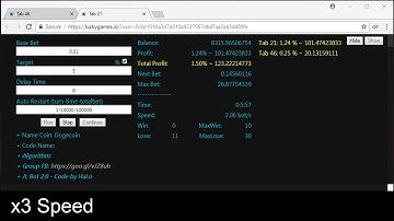 NCS and Code dice on luckygame io - JL Bot 2.0 -  RDC 1.0 - Bet 0.01 - Profit over 10% - Doge coin