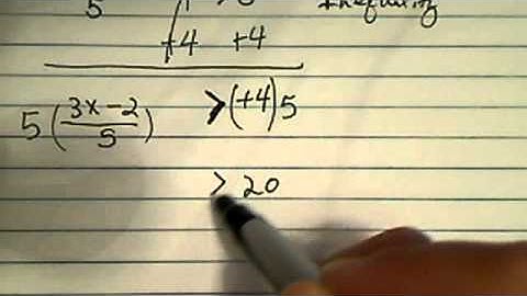 *solve inequality ((3x-2)/5)-4 larger than 0