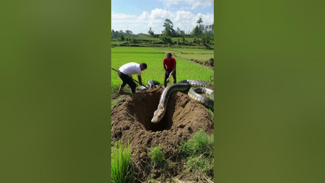Two brave men are fighting a giant python - YouTube