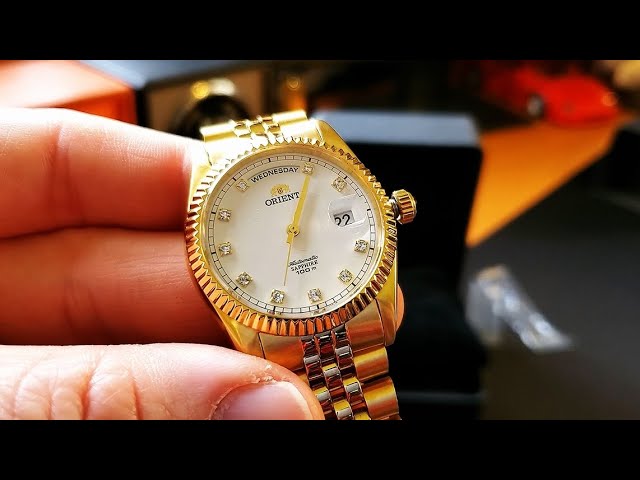 Orient Day-Date SEV0J001WY President Unboxing! Another (great) homage, to  the 36mm Rolex President - YouTube