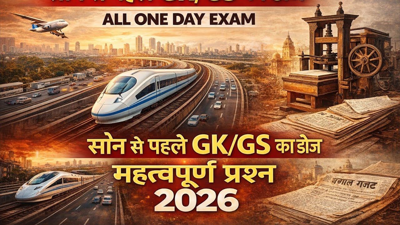 All One Day Exam 2026 | आधुनिक भारत में प्रेस का विकास + परिवहन | GK GS सोने से पहले  डोज