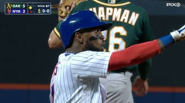 OAK@NYM: Reyes notches his second triple of the game