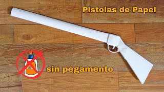 How To Make A Paper Gun Sin Pegamento (Without Glue) Easy Origami Tutorial