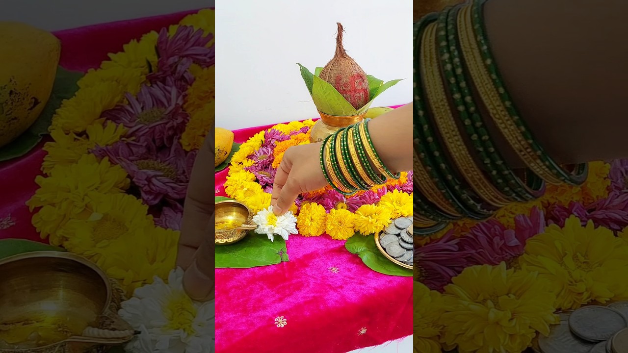 AkshayTritiya Kalash Puja🌼☘️ #shorts #akshaytritiya #rangoli #rangolidesign #flowerrangoli