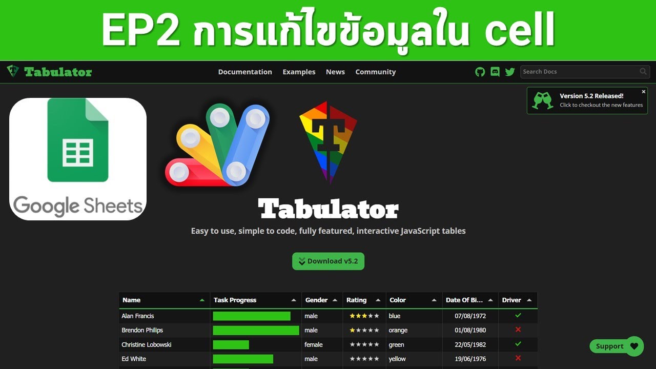 EP2 Tabulator การแก้ไขข้อมูลในเซลแบบ List