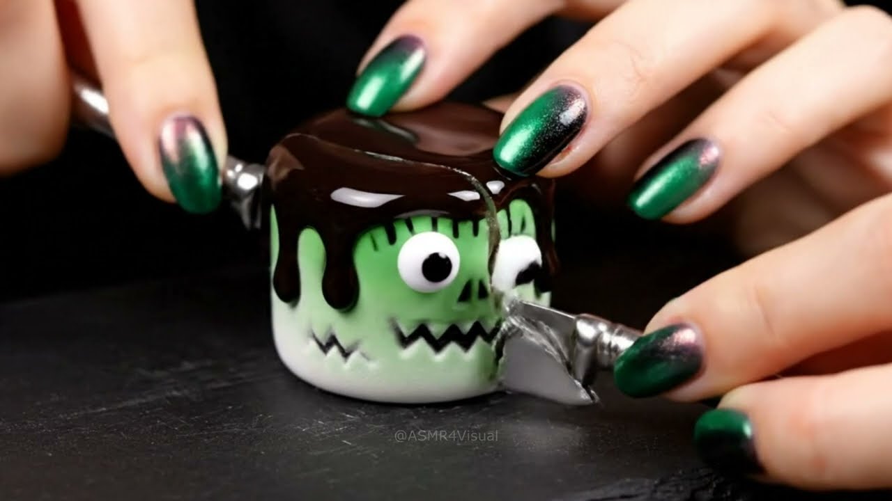 Halloween Glass Snacks Cutting Sounds | Relaxing ASMR 