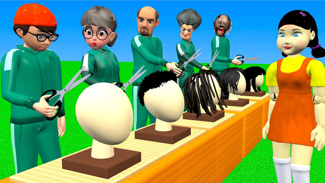 Scary Teacher 3D vs Squid Game Draw Hair Squid Girl Beautiful or Error Challenge 5 Times Challenge