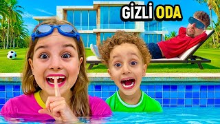 Kuzey Eli̇f Vi̇llada Saklambaç Oynadik ‼️ Eyvah Havuzda Gi̇zli̇ Oda Babamdan Kaçiş 