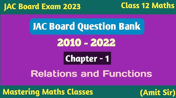 Board Exam 2023 | JAC Board Question Bank | Model Paper 2023 | VVI Questions | Relation and Function