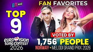Download Lagu TOP 9 Songs by 1756 People - Melodi Grand Prix 2026 - Norway's National Final for Eurovision 2026 MP3