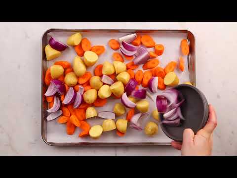 saumon croute de pistaches et legumes rotis