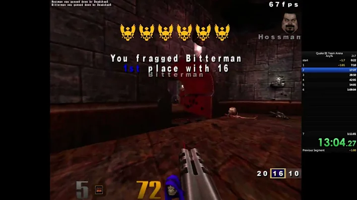 Quake III Arena speedrun on Nightmare! - 1:15:19