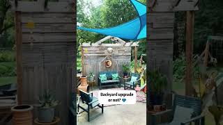 Backyard makeover idea start with shade  #outdoorliving #backyardgoals #patio