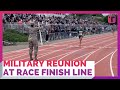 Military Reunion At Relay Race Finish Line