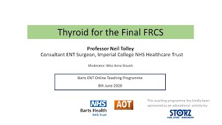 Head Neck Thyroid For The Final Frcs Prof N Tolley