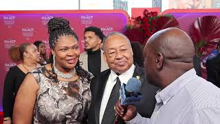 Celebrity Alethea Bonello and Leon W. Russell interview at the 56th NAACP Image Awards Creative Honors Wealth