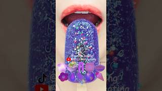 Asmr Purple Emoji Food Water Ice Kohakuto Sprinkle Honey Jelly Noodles Popping Boba Mukbang