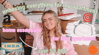 HUGE UNBOXING OF MY FIRST APARTMENT HOME ESSENTIALS SHOPPING HAUL *unboxing everything i bought*