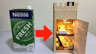 DIY Miniature Dollhouse in a Milk Carton Box ~ Disney Princess Belle ROOM DECOR screenshot 3