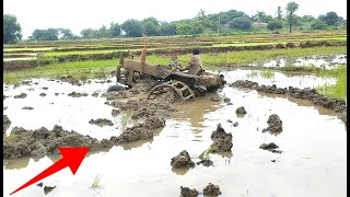 powertrac tractor stuck in deep mud | powertrac |tractor stunts | Rajesh eslavath