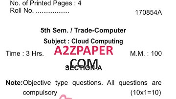 HSBTE Diploma 5th Sem Cloud Computing Question Paper Dec 19