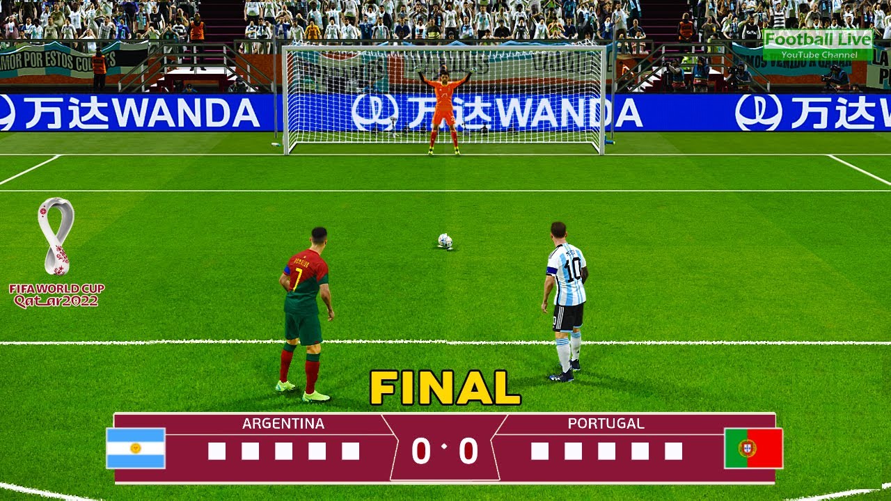 Argentina vs Portugal - Penalty Shootout FINAL FIFA World Cup 2022 Ronaldo vs Messi PES Gameplay