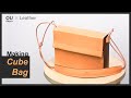 Leather | Cube bag tutorial / pouch / crossbody bag / Box bag /  DIY / Free pattern