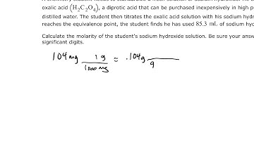 Aleks Standardizing a base solution by titration