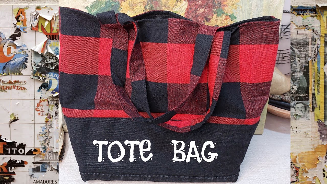 DIY How To Make A Simple Tote Bag With Denim Bottom YouTube diy-how-to-make-a-simple-tote-bag-with-denim-bottom-youtube