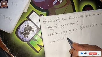 simplify (4x + 1)^2 - (4x - 3) #maths #exam #ssc #egutube #algebra