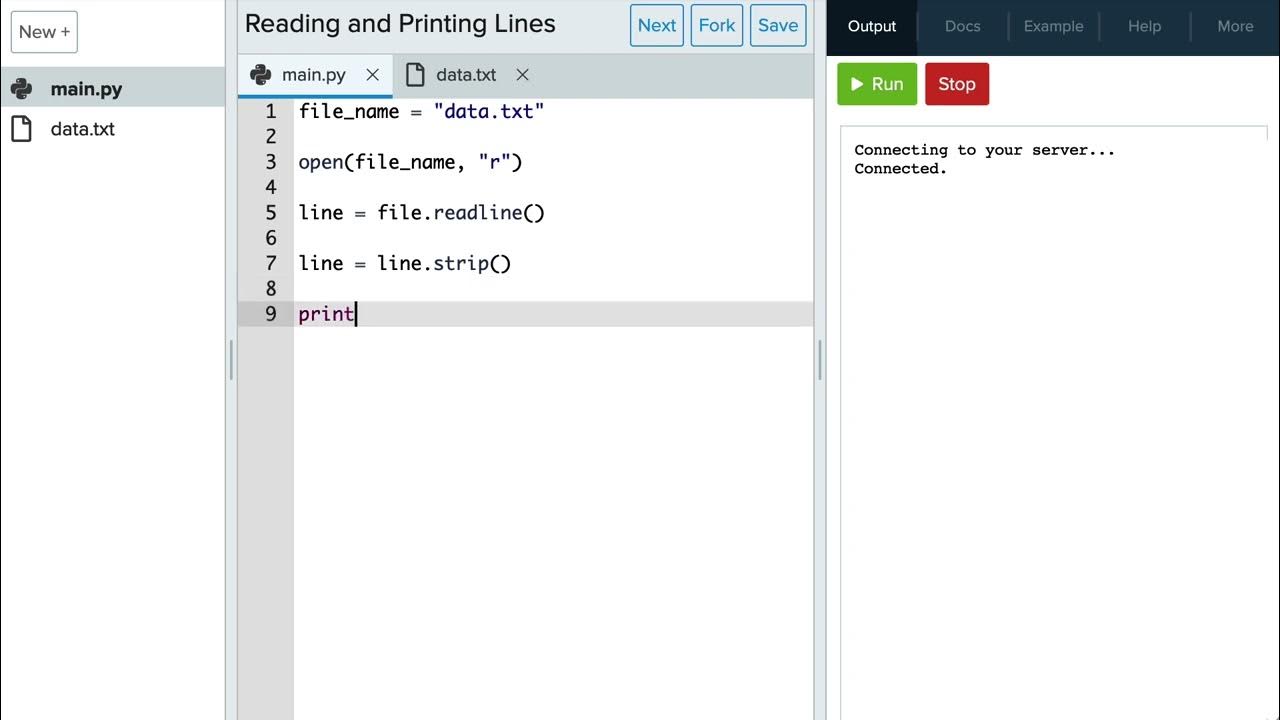 Reading a line from file example youtube