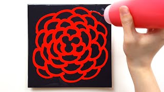 (359) Big red flower | Reverse Dip Technique | Acrylic Pouring | Fluid acrylic | Designer Gemma77
