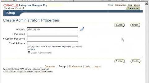 Creating a New Administration Account in ORACLE 10G