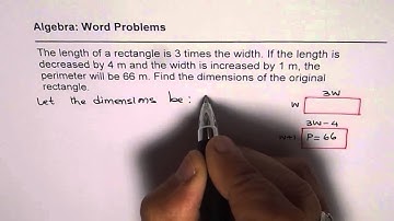 Relate Length and Width of Rectangle Solve Linear Equation Wordproble