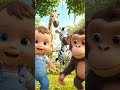 Baby & Monkey Dance 🐒 | Kuchipuchi TV #nurseryrhymes #cocomelon #youtubeshorts #kidssongs #learning
