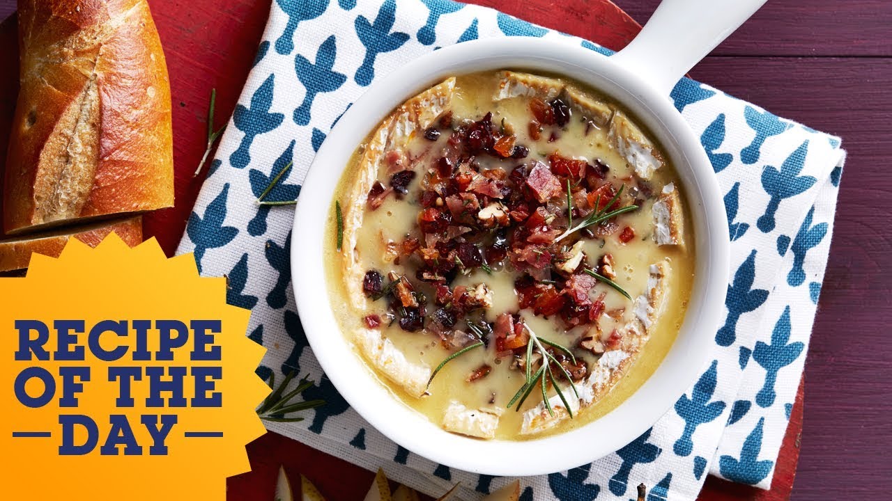 Recipe Of The Day Baked Brie With Cranberry Pecan Bacon Crumble Food Network Youtube
