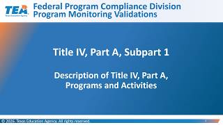 2026-2027 Title IV, Part A - Description of Programs and Activities Requirement