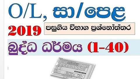 O/L 2019- Buddhism - I (1-40) Answers