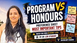 Program vs Honours Courses Explained🚀|BA Prog, B.Com Prog, Bsc. Prog| DU Preference Sheet Tips 2026