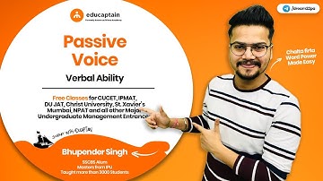 19. Passive Voice - FREE Classes for CUCET, DUJAT, etc. | Journey with educaptain