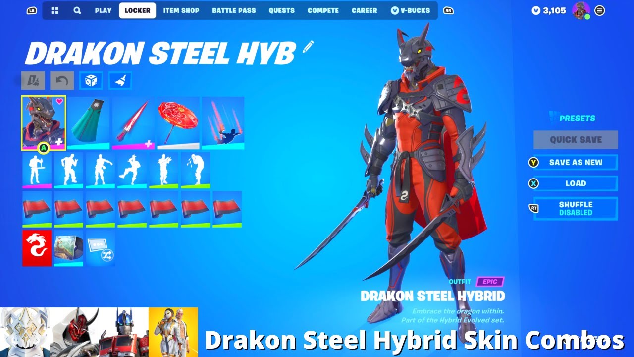 Drakon Steel Hybrid Skin Combos (Fortnite Battle Royale) YouTube